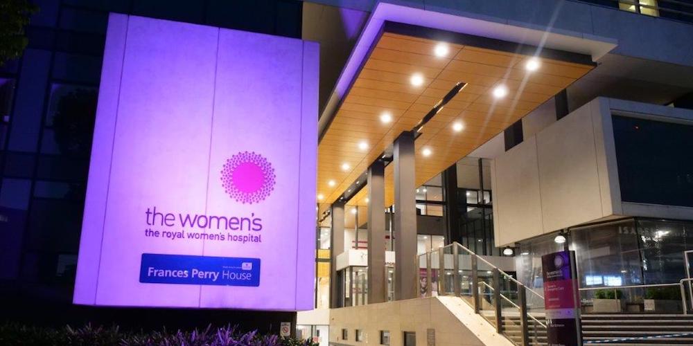 The Women's front entrance lit up