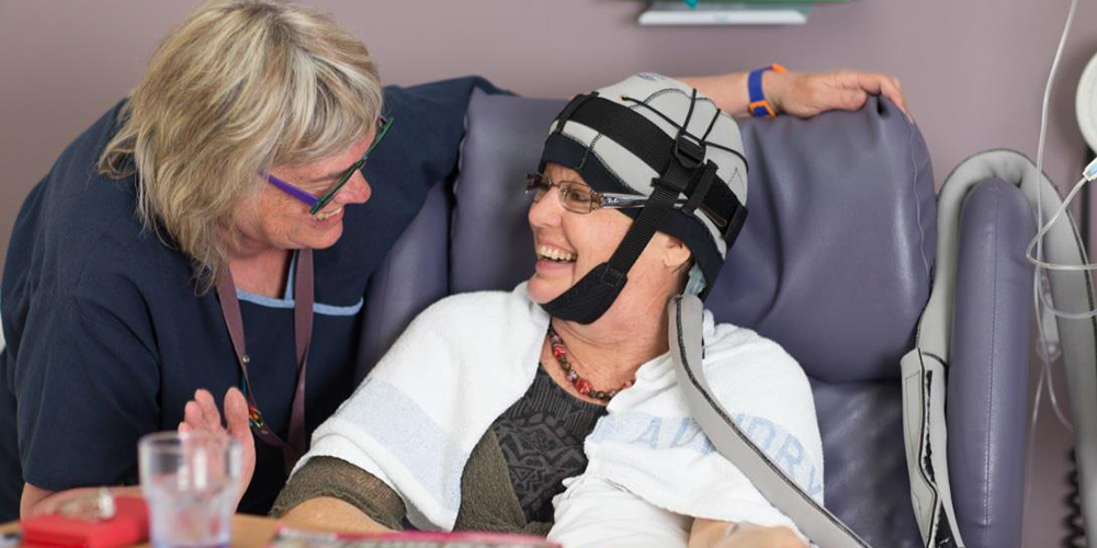Woman receiving chemotherapy
