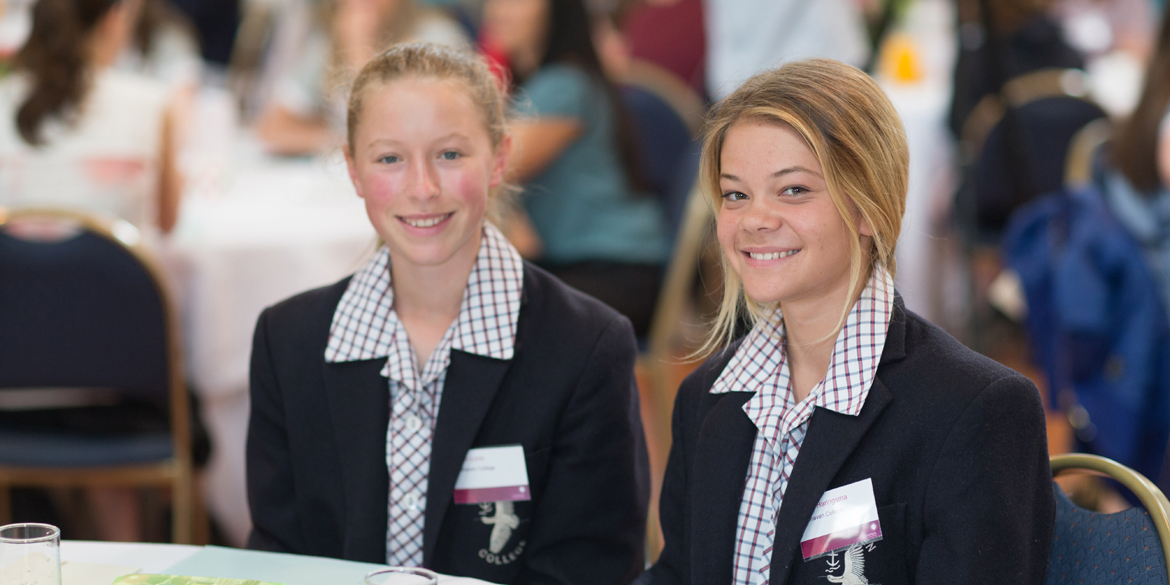 Students from Newhaven College at the Women's Meet a Scientist event at Government House 