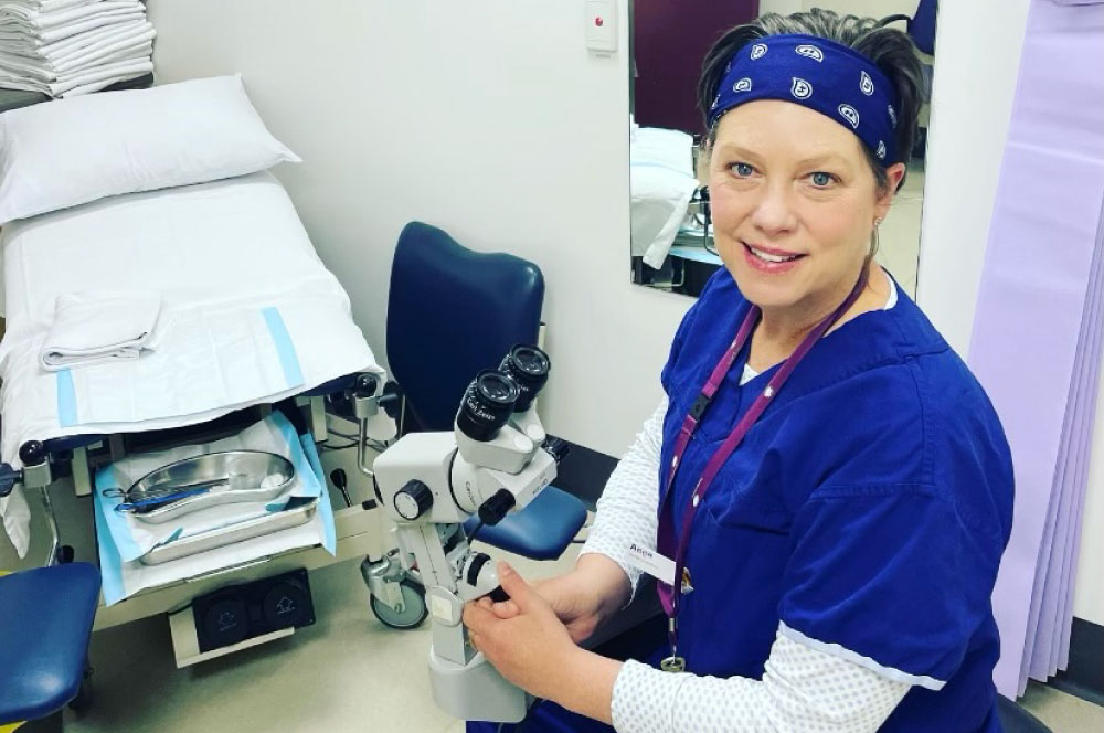 The Royal Women’s Hospital nurse Ange Steele ready to perform a colposcopy.