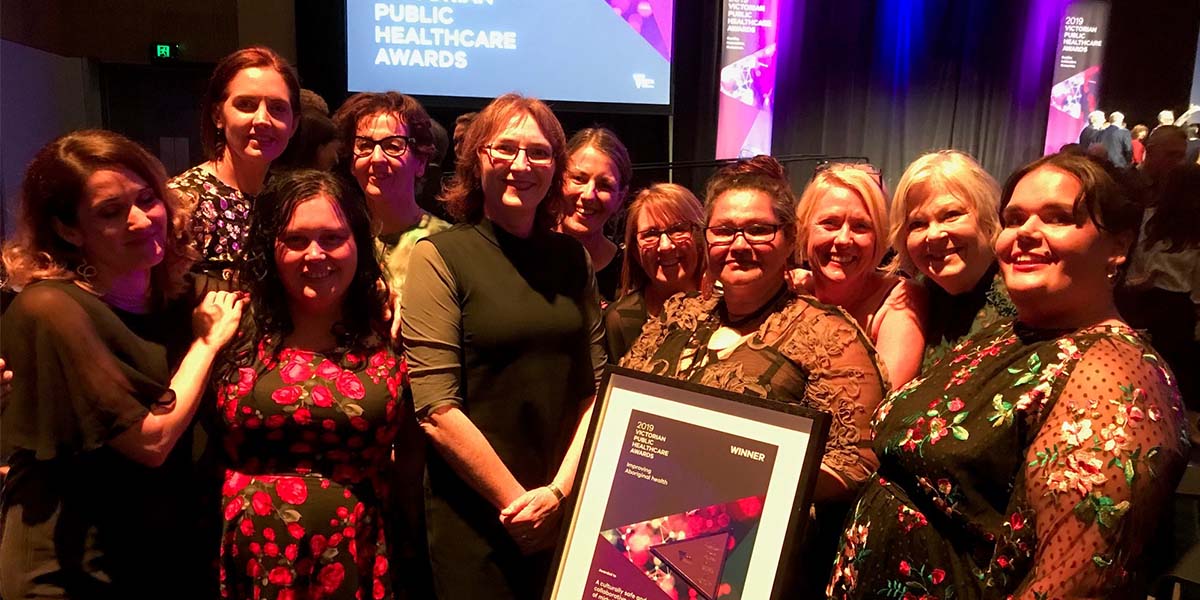 Members of the collaborative with the Victorian Public Healthcare Award for Improving Aboriginal health