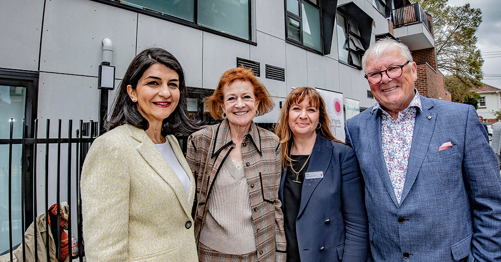 Program partners Haleh Homaei from HousingFirst and Lisa Lynch from the Women’s with donors Dr Penny Foster and Professor John McBain