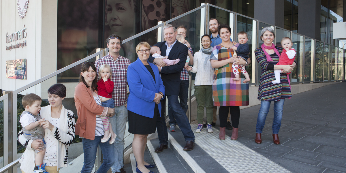 Health Minister David Davis, Sue Matthews and families