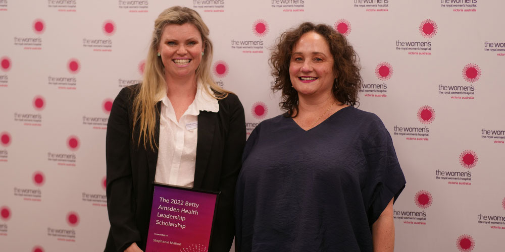 The Women’s Patient and Visitor Services Manager Stephanie Mahon with Betty Amsden Foundation Executive Officer Carly Severino Moran