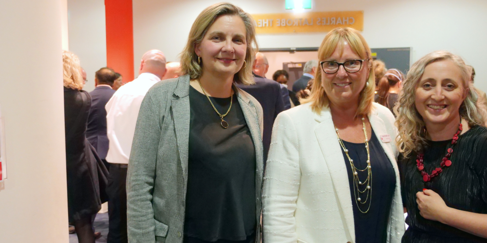 Prof Eugenie Kayak (left) with CEO Professor Sue Matthews (centre) and the Women's Senior Medical Staff Association Chair Dr Vicki Carson.