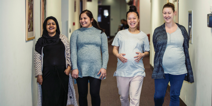 Four young mothers