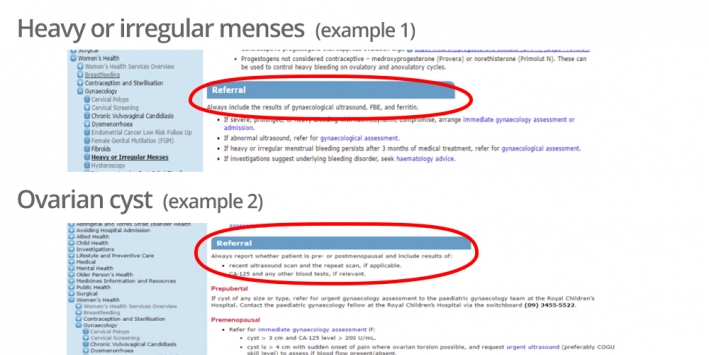 examples from HealthPathways Melbourne