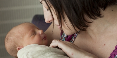 young mother and baby