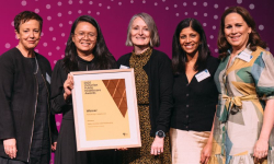 [l-r] Department of Health Secretary Jenny Atta with the PFC team - A/Prof Wan Tinn Teh, Jane Lynch, Dr Rashi Kalra and Katie Beveridge. 
